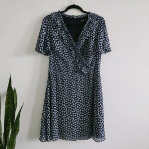Lauren Ralph Lauren Floral Wrap Dress Size 10 Navy Blue